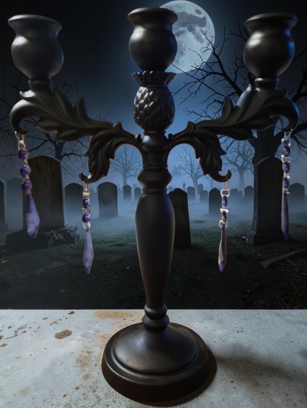 2017 Target Spooky Halloween Nocturne Black Metal Candelabra Candlestick Holder